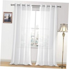  Sheer Curtains, Linen Look Semi Transparent 52
