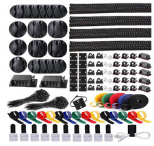 Kit Organizador de Cables 300 Piezas con Fundas, Clips, Correas y Bridas para Es picture