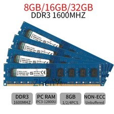 For Kingston 32GB 16GB 8GB DDR3 PC3-12800U KVR16N11/8 Blue Desktop RAM Lot UH picture