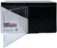 50 USDISC CD Jewel Cases Slimline 5.2mm, Single 1 Disc (Black) Lot picture