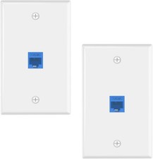 UL Listed 10Gbps CAT6A Ethernet Wall Plate Blue 2-Pack picture