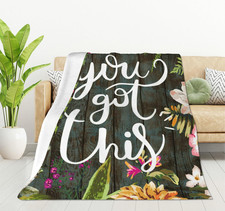 Floral Throw Blanket with Motivating Quote You Got This Soft Blankets and Throws picture