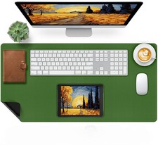 Green Leather Mouse Pad Desk Mat Protector Dual-Side Use 31.5