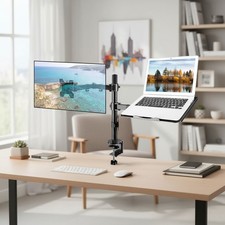 Monitor Arm Stand with Detachable Laptop Tray for Ergonomic Workspaces picture