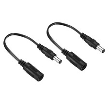 2Pcs DC 5.5x2.1mm Female to 5.5x2.5mm Male Extension Cable Adapter Cord Black picture