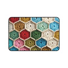 Crochet Hexagon Pattern Desk Mat | Colorful Granny Square Hex Desk Pad picture