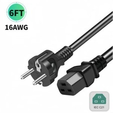 6Ft 16AWG Europe CEE7/7 to C21 EU server power cord 16A/250V picture
