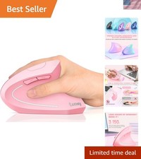 Sleek Pink Vertical Mouse - Ergonomic Design, Rechargeable, Quiet Operation picture