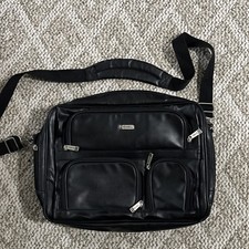 Exel Genuine Leather (?) Laptop Bag Briefcase Black Made In China picture