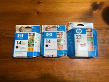 Lot of 3 HP 14 23 Ink Cartridges- 2 Black and 1 Tricolor picture