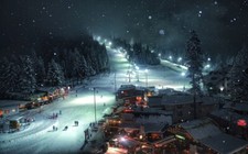 Landscape nature snow forest village lights night cold Custom Gaming Mat Desk picture