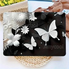 2 Pieces Elegant White Butterfly Floral Design Laptop Premium Scratch Protective picture