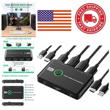 4K KVM Switch HDMI 2 Port Box for Two Computers Share Keyboard Mouse picture