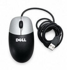 Black & Silver Dell USB Wired Optical Computer 3-Button Scroll Mouse M-UAN DEL1 picture