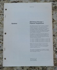 Vintage IBM System / OS/Virtual Storage 1 Features Supplement Dated 1972 picture