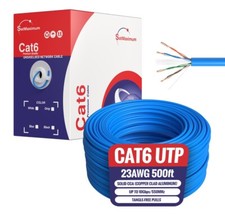 CAT6 500ft UTP Ethernet Network Cable Blue 23AWG LAN Solid Bulk Wire picture