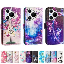 Flower Marble Cat Butterfly Wallet Cover Case for Huawei P50 P60 P40 P30 P20 Pro picture