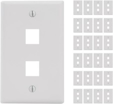 2-Port Keystone Wall Plate 25 Pack UL Listed Durable ABS Plastic Single Gang for picture