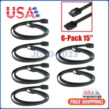 6x Pack 15'' SATA III Cables Straight to Straight Angle SSD HDD Hard Drive Black picture