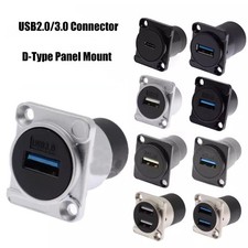 Panel Mount D-Type USB2.0/3.0 Female to Female Connector For DIY Extender Repair picture