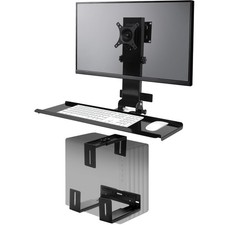 Monitor Wall Mount with Keyboard Tray and PC Wall Mount Set, Satin Black picture