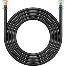 1 PC 50 Feet CAT5 RJ11 Data DSL Cable High Speed UTP 6P4C Male To Male Black picture