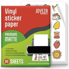 JOYEZA Premium Printable Vinyl Sticker Paper for Inkjet Printer - 80 Sheets M... picture