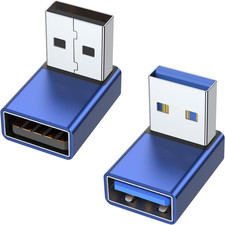 90 Degree USB 3.0 Adapter 2 Pack, up and down Angle, Blue picture