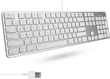 Macally Ultra Slim USB Wired Quiet Keys Keyboard, White/Silver SLIMKEYPROA picture