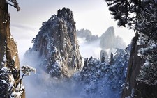 Landscape mountains winter frost huang shan china Custom Gaming Mat Desk picture