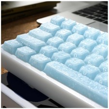 XVX Frost Jelly Keycaps Forged CarbonLook Cherry Profile 126 Keys Blue Set picture