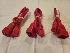 Lot of 3, C13/C20 15AMP Red Power Cord 2FT C13C2015ARD-2F picture