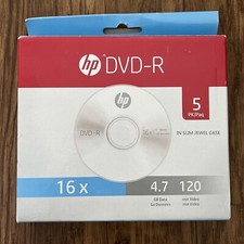5pk HP DVD-R DISKS With Slim Cases 16X 4.7gb 120 Min. Video  picture