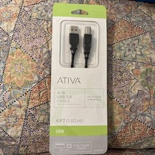 Ativa 2.0 A/B Cable USB 2.0 6 Ft  Sealed Item 828-620 For High-Speed USB Devices picture