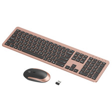 Seenda Wireless Keyboard Mouse Combo Rechargeable Rose Gold Black picture