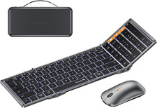 XKM01 Pro Backlit Foldable Keyboard and Mouse, Full Size, Gray picture