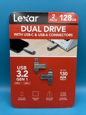 Lexar 2-Pack 128GB Dual Flash Drive USB 3.2 Gen1 : USB-C & USB-A - New Sealed picture