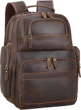 TIDING Men's Vintage Leather Backpack 15.6