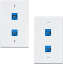 Iwillink 2-Pack Cat6 Ethernet Wall Plate, 2-Port RJ45 Wall Plate, Blue picture