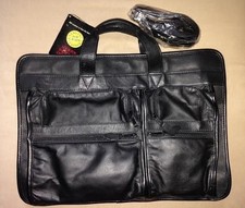 U S Luggage Black Leather Laptop Messenger Bag Briefcase with Shoulder Strap NEW picture