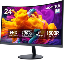 KOORUI 24 inch Curved Monitor, Full HD 1080P Curved Computer Monitor, 100Hz 1500 picture