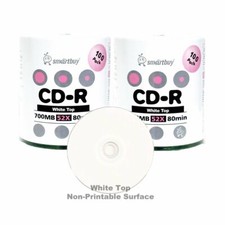 200 Pcs SmartBuy Blank CD-R CDR 52X 700MB/80Min White Top Surface Record Disc picture