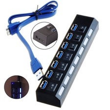 New 7 ports USB 3.0 HUB With Power On/Off Switch High Speed Adapter Cable For PC picture