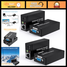 2 Pack VGA Extender Over Cat6/Cat5e Cable - 328ft/100M Long Distance Video Trans picture