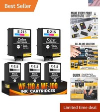 5 Pcs 215 Ink Cartridge Replacements, 3 Black and 2 Tri-Color Combo picture