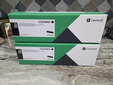 Lot 2 Sealed New Genuine Lexmark C3210K0 Toner Ink Cartridges Black Unison Read picture