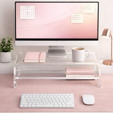 Acrylic Monitor Stand Riser 2 Tier, 5 Inches High, Clear Computer Desktop picture