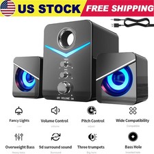 3.5mm RGB LED Mini USB Wired Computer Speakers Stereo Bass For PC Laptop Desktop picture