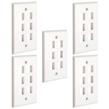 5x 6-Port/Hole 1-Gang Keystone Jack Insert Wall Plate Faceplate A/V Network picture