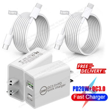 QC 3.0 PD 20W Power Adapter Block Type C Fast Charger Cable For Android Samsung picture
